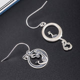 Asymmetric Silver Peacock Drop Earrings — product view 3