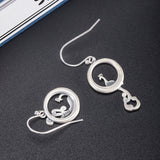 Asymmetric Silver Peacock Drop Earrings — product view 4