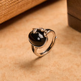 Black Glass Rose Open Ring — product view 1