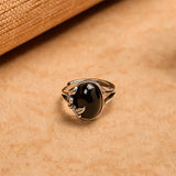 Black Glass Rose Open Ring — product view 2