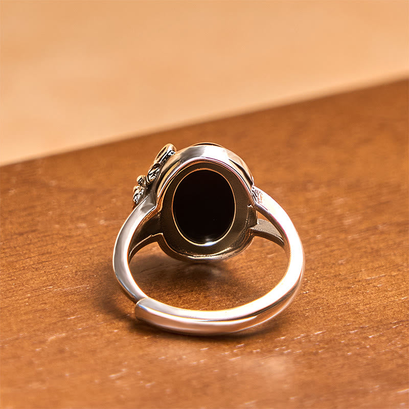 Black Glass Rose Open Ring — product view 4
