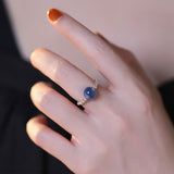 Blue Agate Silver Bead Ring — detail view 6