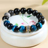 Blue Tiger's Eye and Obsidian Bracelet — product view 3