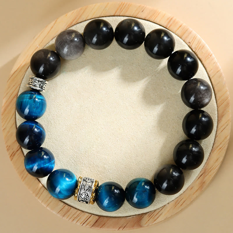 Blue Tiger's Eye and Obsidian Bracelet — product view 4
