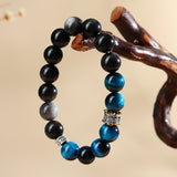 Blue Tiger's Eye and Obsidian Bracelet — product view 5
