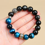 Blue Tiger's Eye and Obsidian Bracelet — product view 6