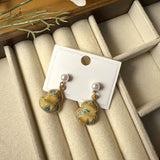 Brocade and Pearl Gourd Drop Earrings — detail view 5