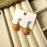 Brocade and Pearl Gourd Drop Earrings — detail view 6