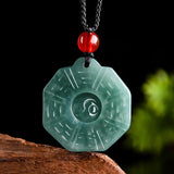 Carved Jade Bagua Cord Necklace — product view 1