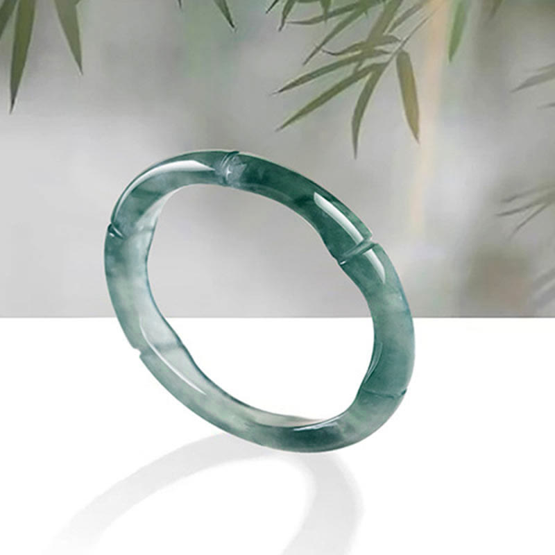 Carved Jade Bamboo Band Ring — product view 2