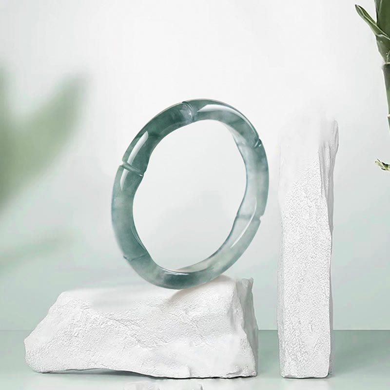 Carved Jade Bamboo Band Ring — product view 3