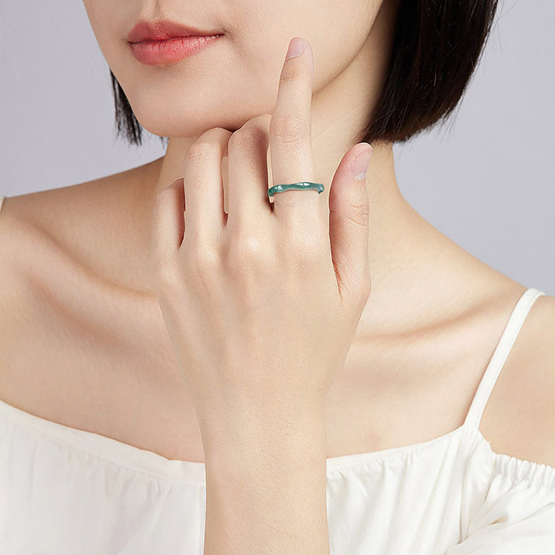 Carved Jade Bamboo Band Ring — product view 5