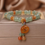 Carved Jade Bamboo Charm Bracelet — product view 1