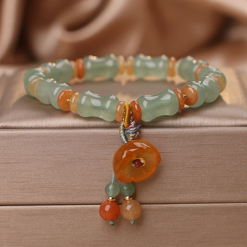 Carved Jade Bamboo Charm Bracelet — product view 1