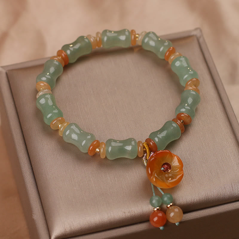 Carved Jade Bamboo Charm Bracelet — product view 2