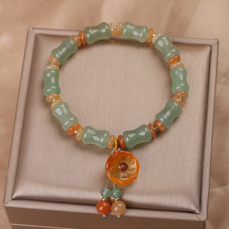 Carved Jade Bamboo Charm Bracelet — product view 3