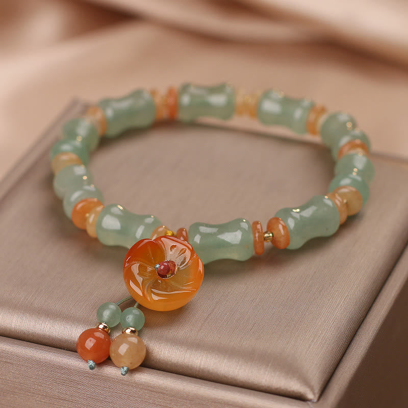 Carved Jade Bamboo Charm Bracelet — product view 5