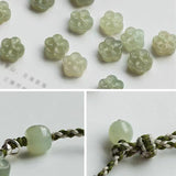 Carved Jade Blossom Braided Bracelet — detail view 4