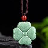 Carved Jade Clover Cord Necklace — product view 5