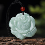 Carved Jade Floral Cord Necklace — detail view 2