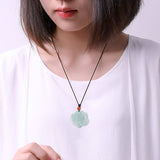 Carved Jade Floral Cord Necklace — detail view 3