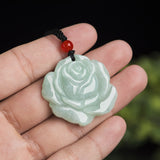 Carved Jade Floral Cord Necklace — detail view 5