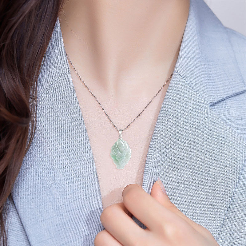 Carved Jade Fox Necklace — detail view 3