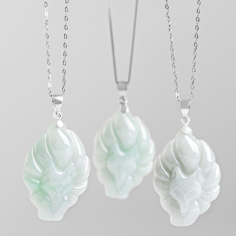 Carved Jade Fox Necklace — detail view 4