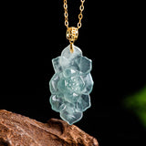 Carved Jade Lotus Chain Necklace — product view