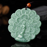 Carved Jade Peacock Disc Necklace — product view 1