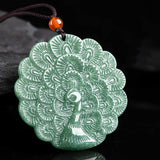 Carved Jade Peacock Disc Necklace — product view 2