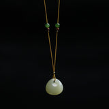 Carved Jade Pouch Cord Necklace — product view 1