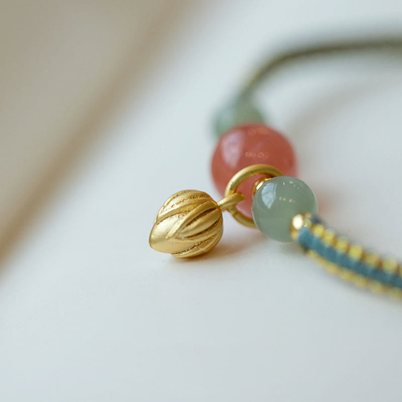 Carved Lotus Stone Cord Bracelet — detail view 3