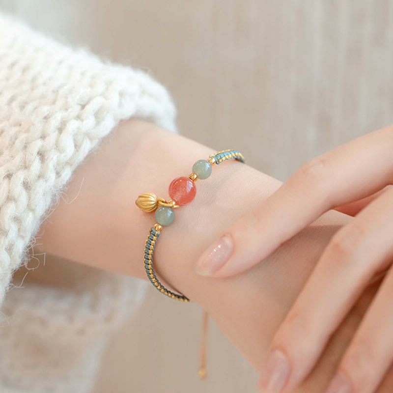 Carved Lotus Stone Cord Bracelet — detail view 6