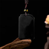 Carved Obsidian Bamboo Cord Necklace — product view 3