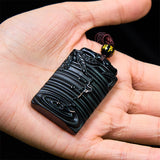 Carved Obsidian Bamboo Cord Necklace — product view 5