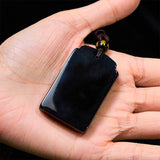 Carved Obsidian Bamboo Cord Necklace — product view 6