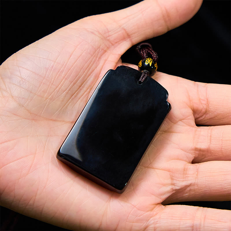 Carved Obsidian Bamboo Cord Necklace — product view 6
