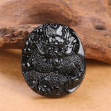 Carved Obsidian Dragon Disc Necklace — product view 2