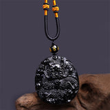 Carved Obsidian Dragon Disc Necklace — product view 5