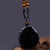 Carved Obsidian Dragon Disc Necklace — product view 6
