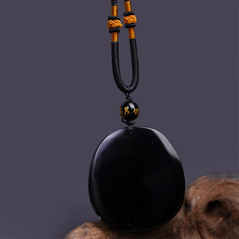 Carved Obsidian Dragon Disc Necklace — product view 6