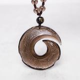 Carved Obsidian Spiral Pendant Necklace — product view 6