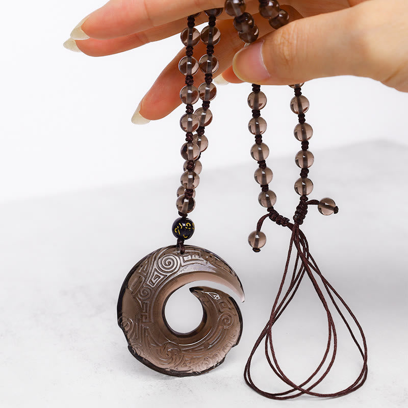 Carved Obsidian Spiral Pendant Necklace — product view 7