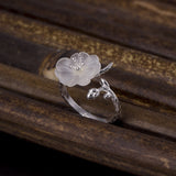 Clear Crystal Flower Silver Ring — product view