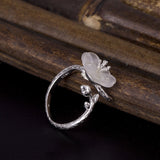 Clear Crystal Flower Silver Ring — detail view 3