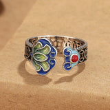 Colourful Lotus Copper Open Ring — product view 2