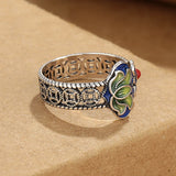 Colourful Lotus Copper Open Ring — product view 3