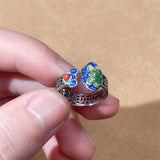 Colourful Lotus Copper Open Ring — product view 5