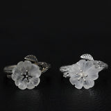 Crystal Flower Sterling Silver Ring — detail view 2